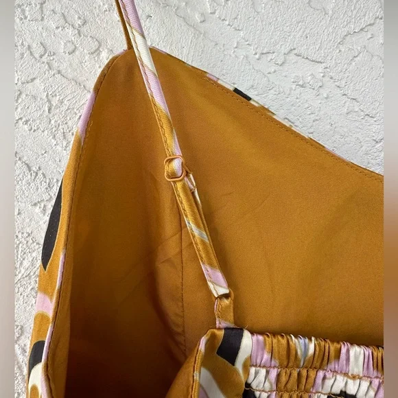 House of Harlow Smocked Crop Top Boho Art Deco Gold Pink Retro Festival Medium - Picture 3 of 6